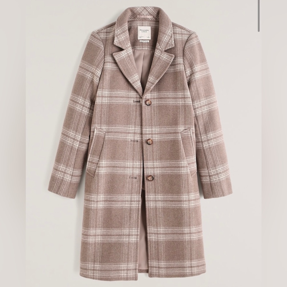 Abercrombie wool-blend dad cost color “oatmeal plaid” size XS like new condition